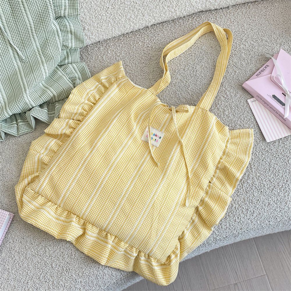 Patriotic Ruffle Gingham Tote Bag