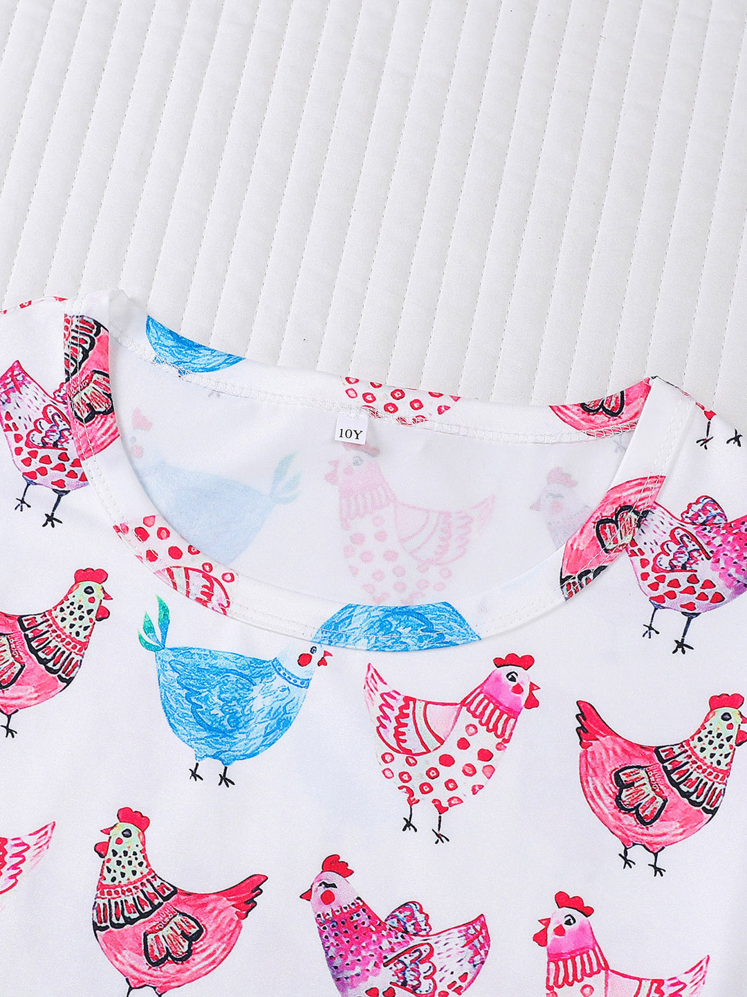 Girls Patterned Chicken Pajama Set