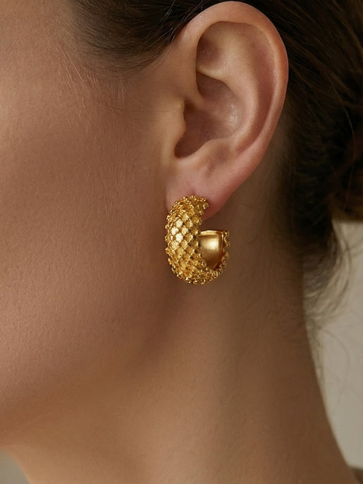 Textured Dome Hoop Earrings