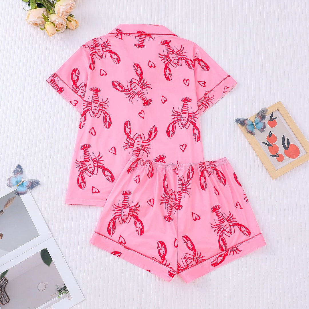 Lobster Heart Print Pajama Set