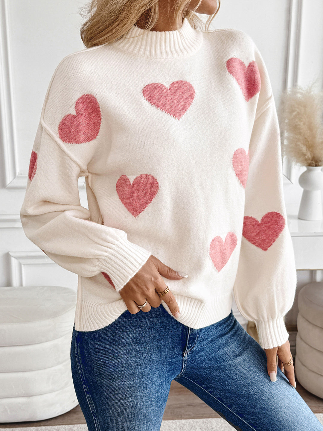 Mockneck Heart Sweater