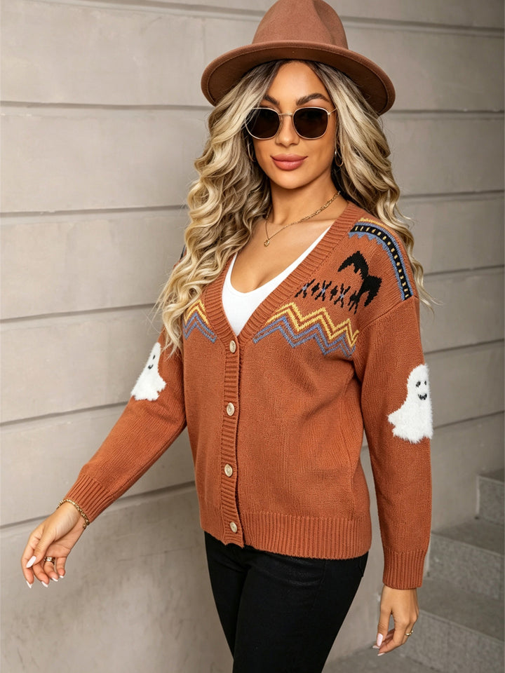 Spooky Bat & Ghost Knit Cardigan