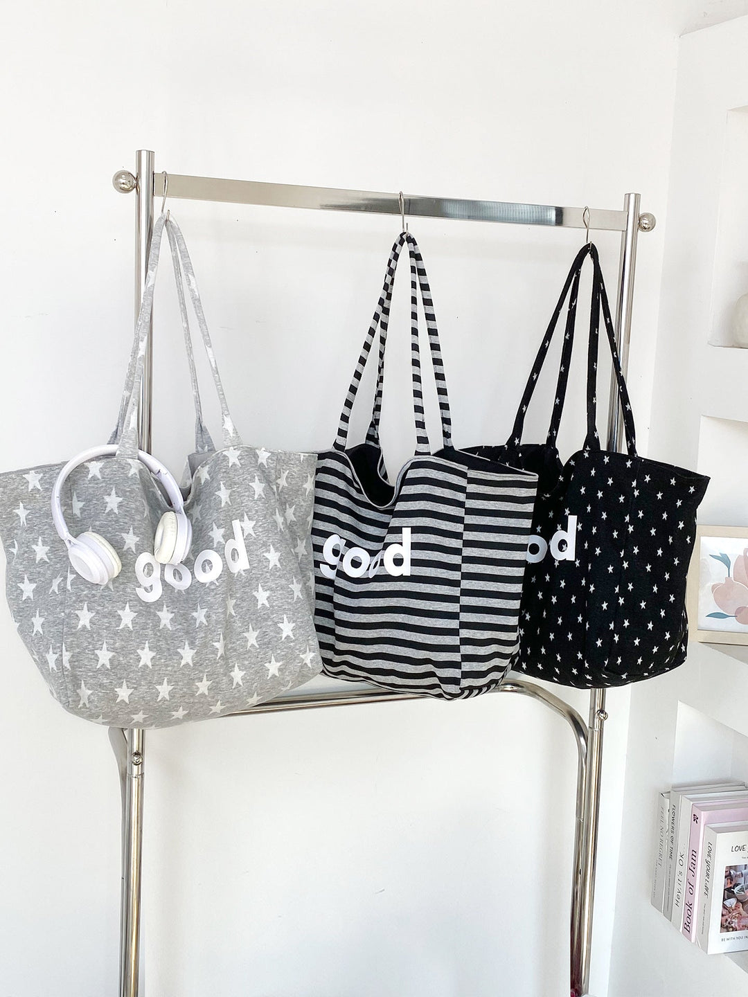 “Good” Graphic Shoulder Tote Bag