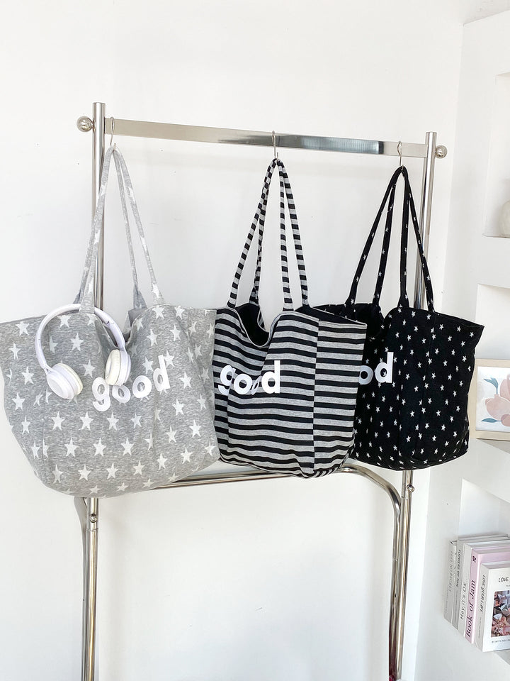 “Good” Graphic Shoulder Tote Bag