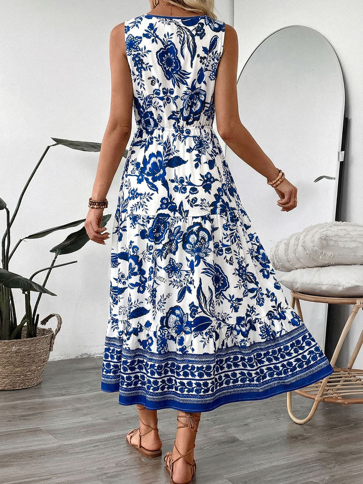 Coastal Blue Floral Midi Dress