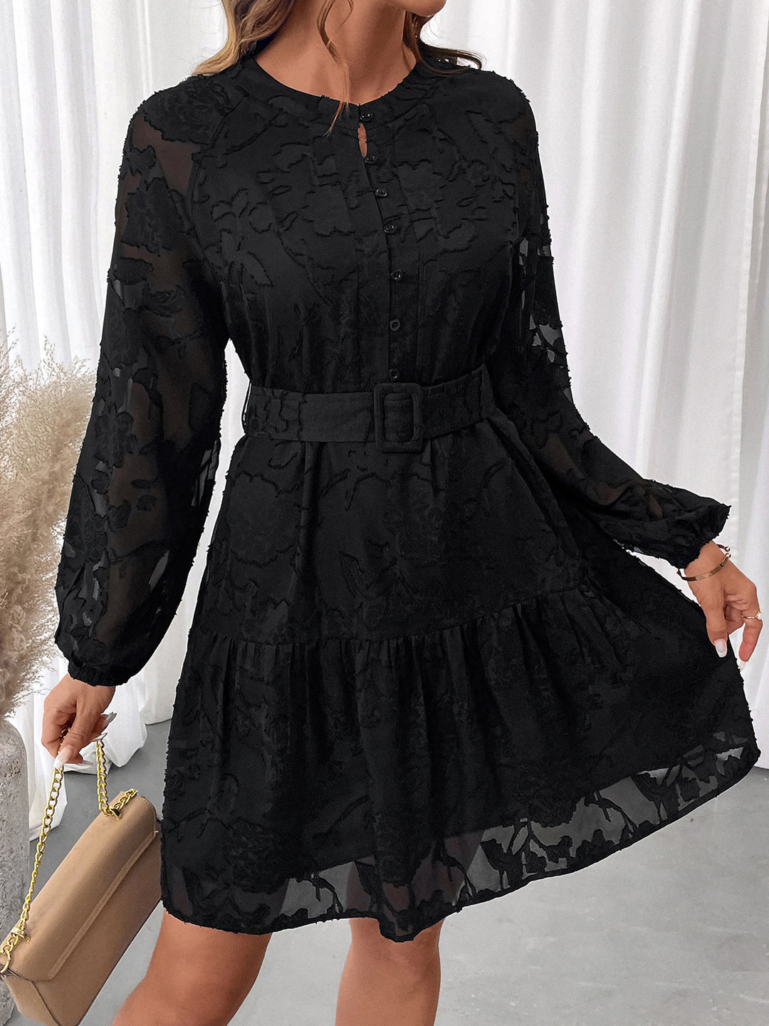 Floral Burnout Tiered Dress