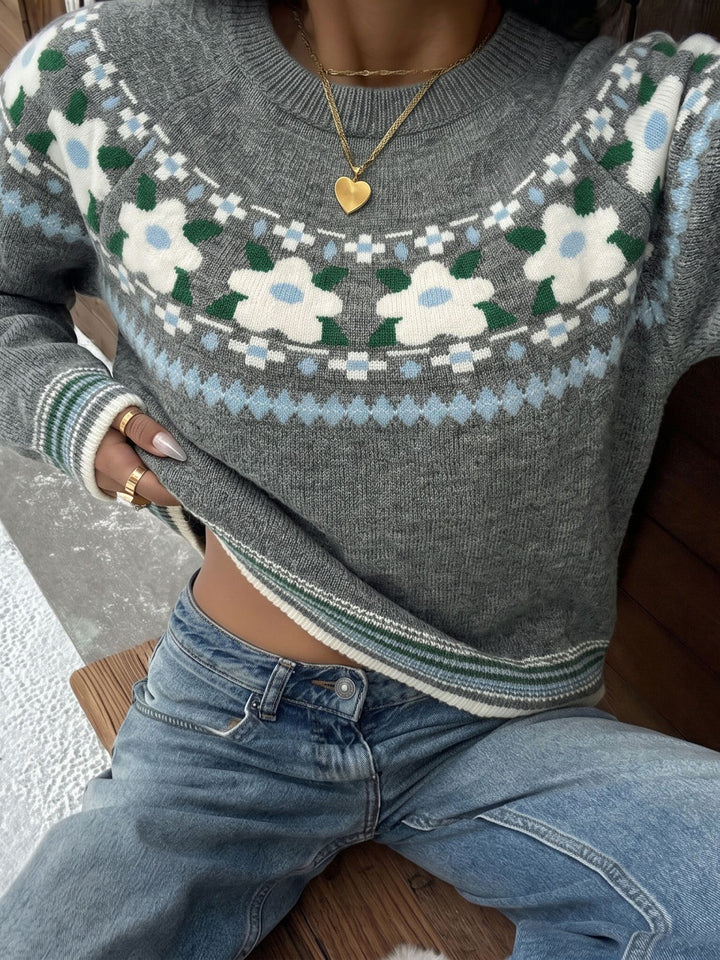Floral Fair Isle Crewneck Sweater