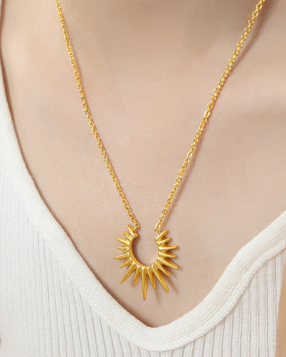 Golden Sunburst Pendant Necklace