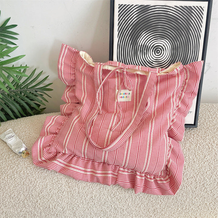 Patriotic Ruffle Gingham Tote Bag