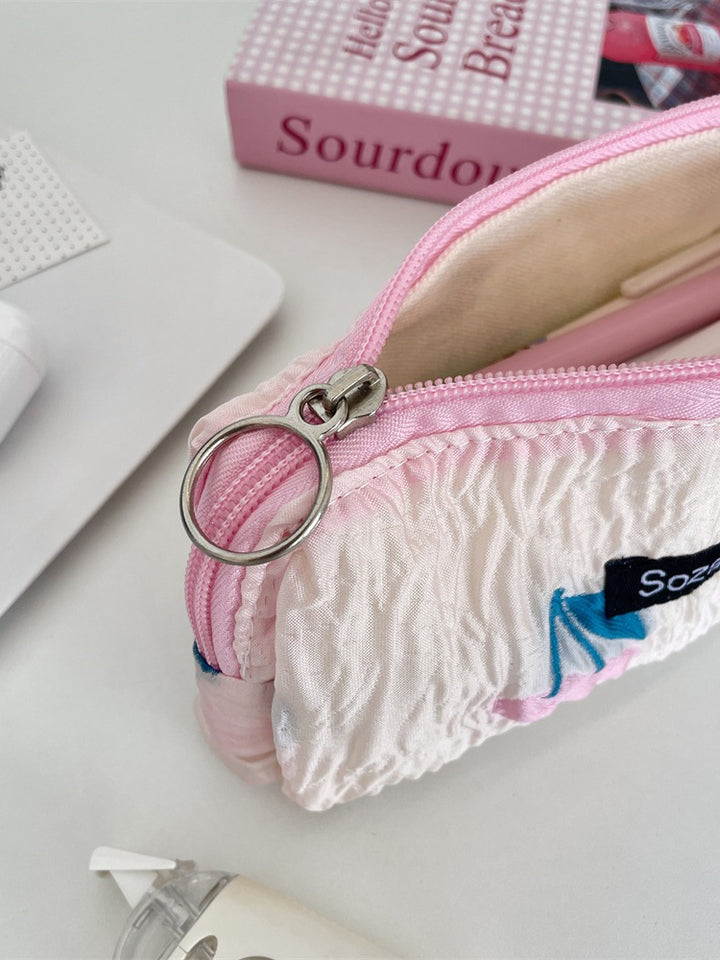 Cherry Crinkle Fabric Pencil Pouch