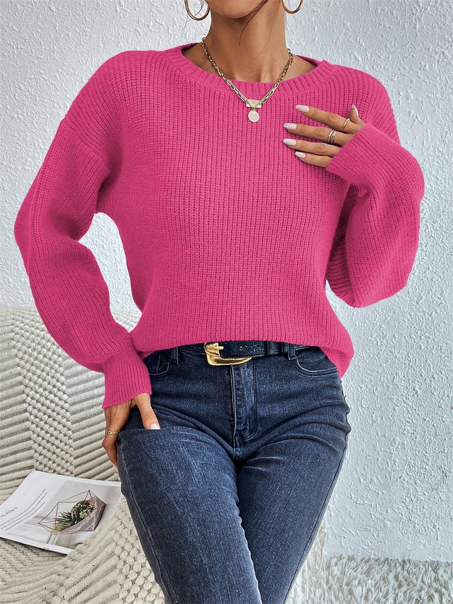 Solid Color Knit Sweater