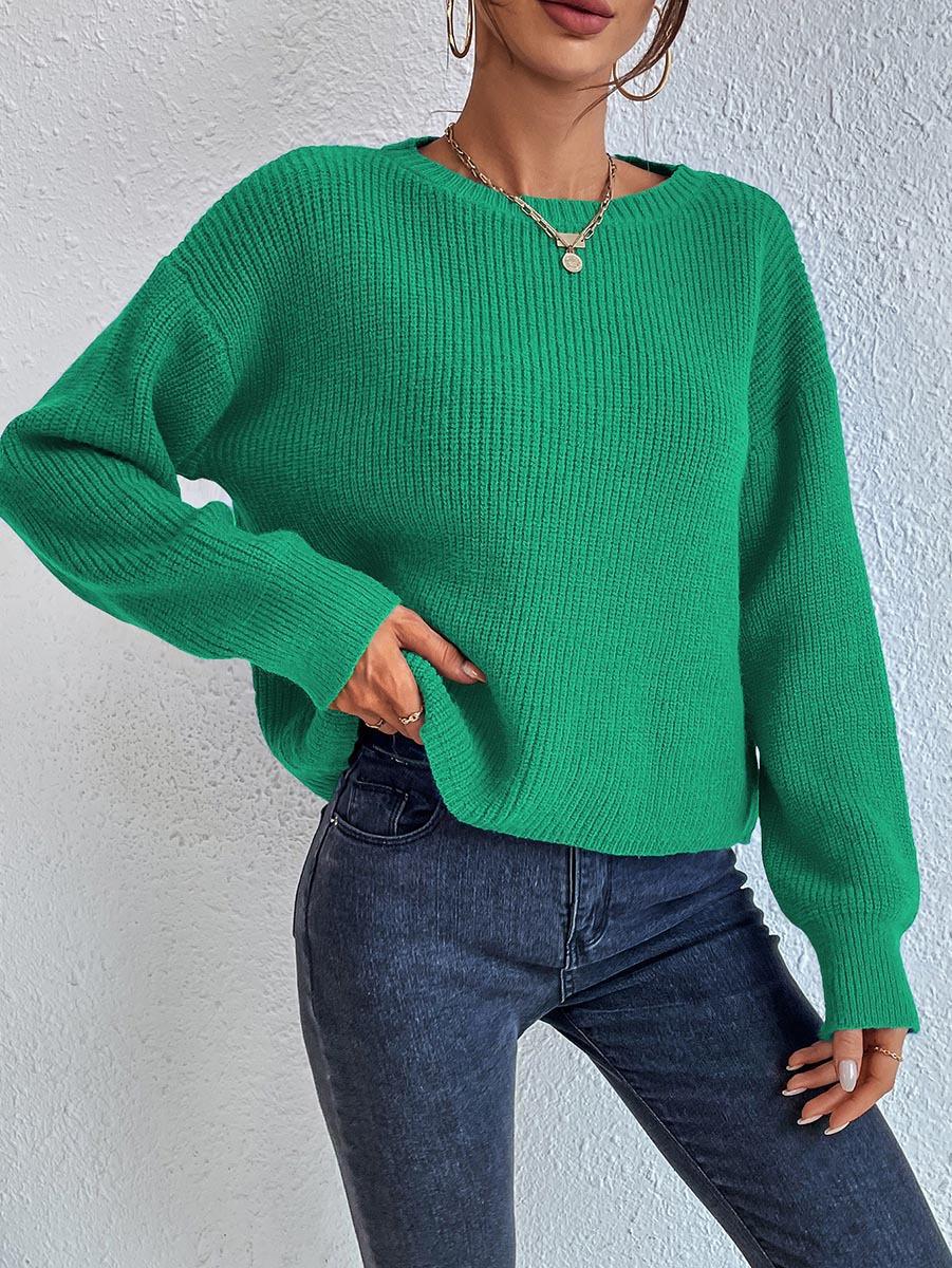 Solid Color Knit Sweater