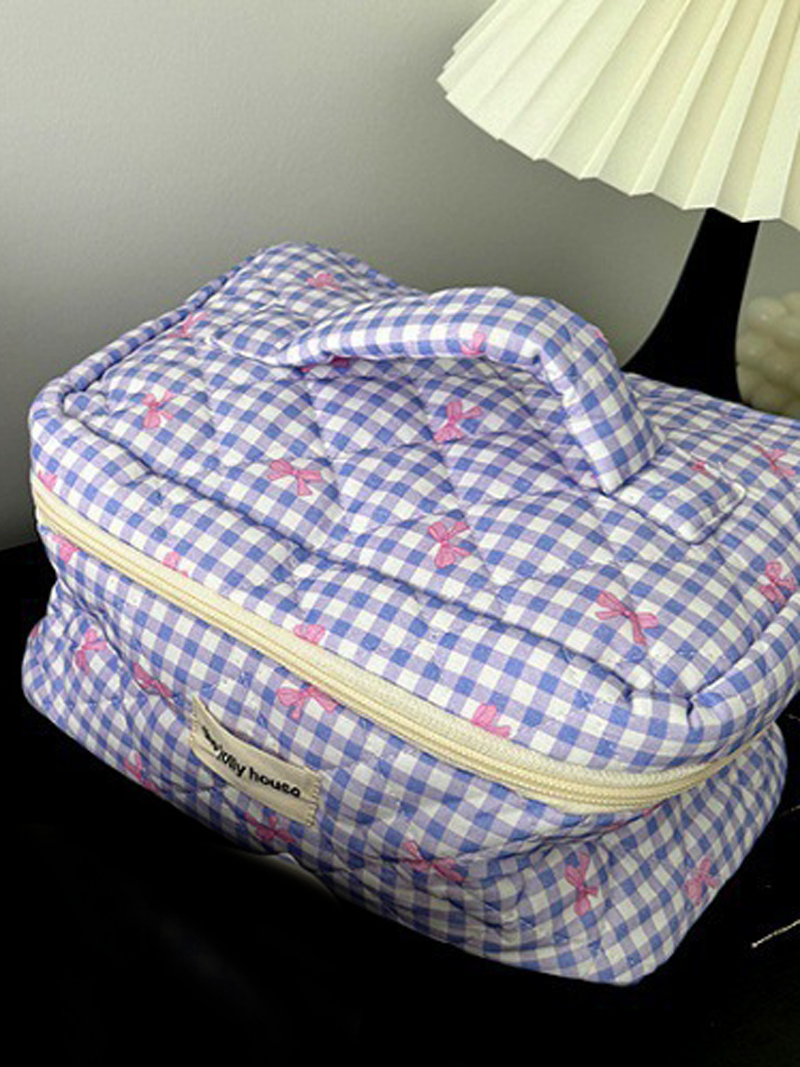 Checkers & Bows Travel Cosmetic Bag