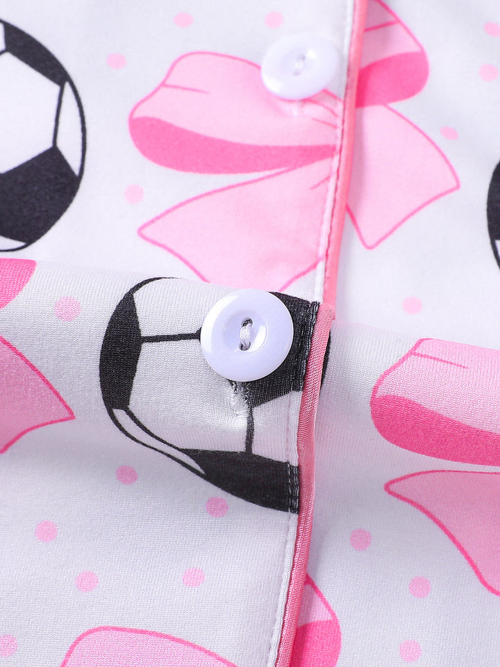 Pink Bow & Soccer Ball Pajama Set