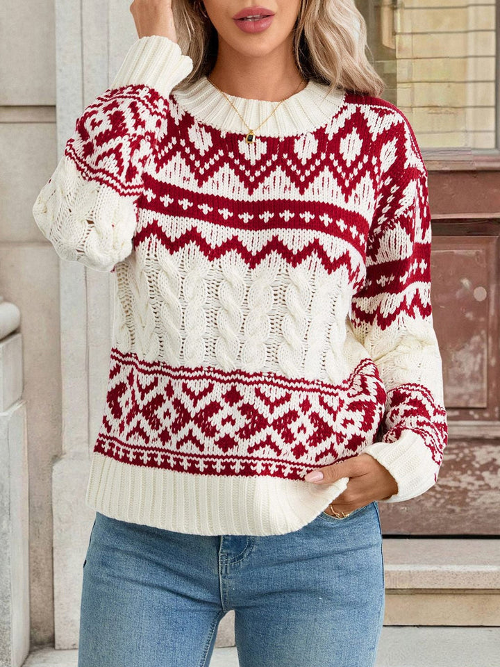 Cable Knit Patterned Sweater