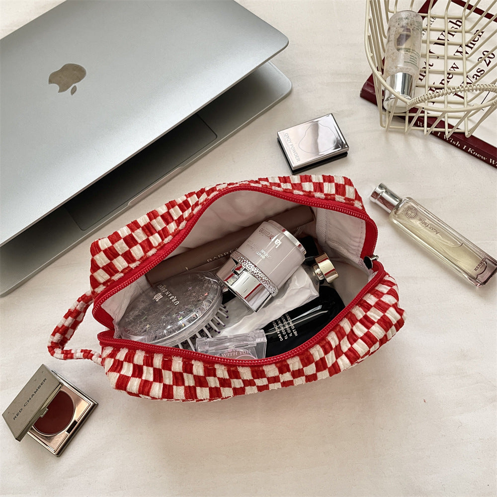 Red Checker Cosmetic Bag