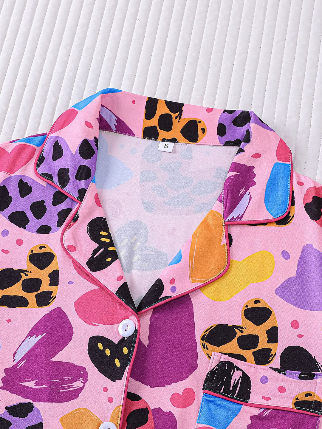 Colorful Heart Print Pajama Set