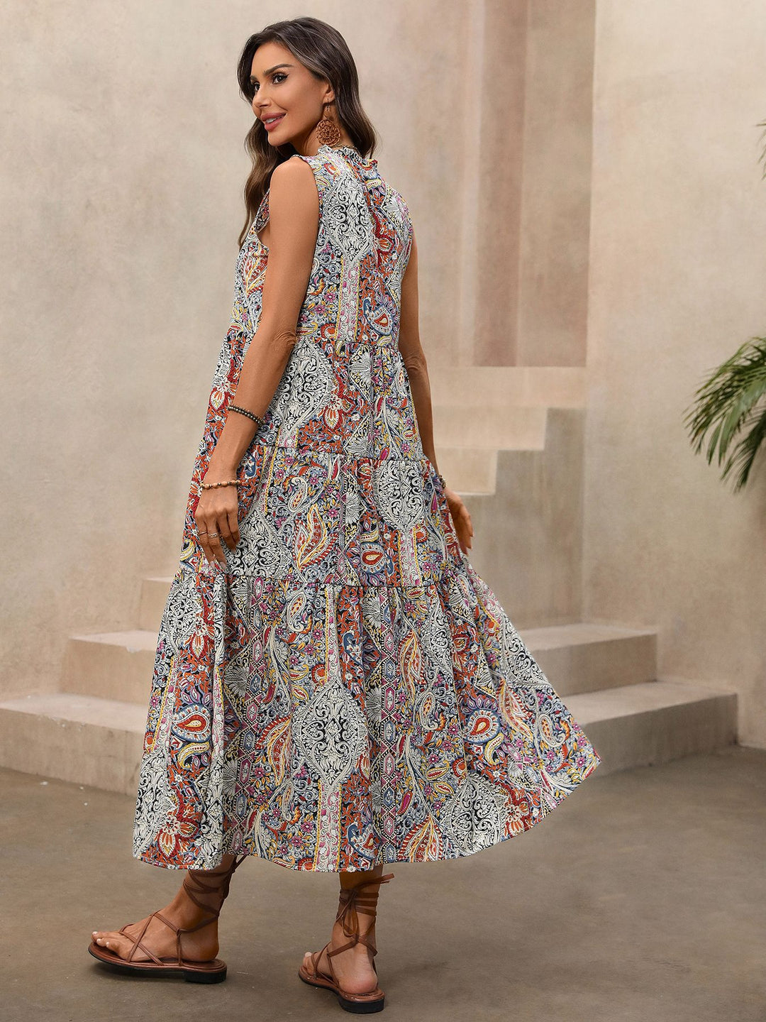 Bohemian Paisley Print Maxi Dress