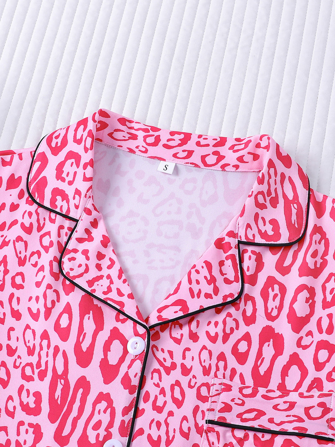 Pink Leopard Print Pajama Set