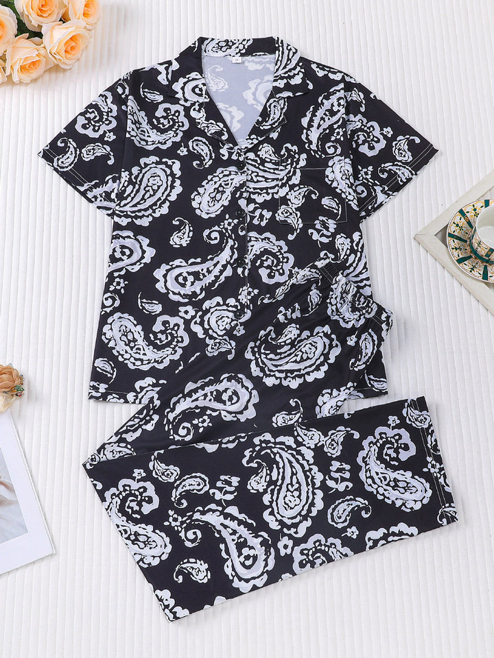 Midnight Paisley Short Sleeve Pajama Pant Set