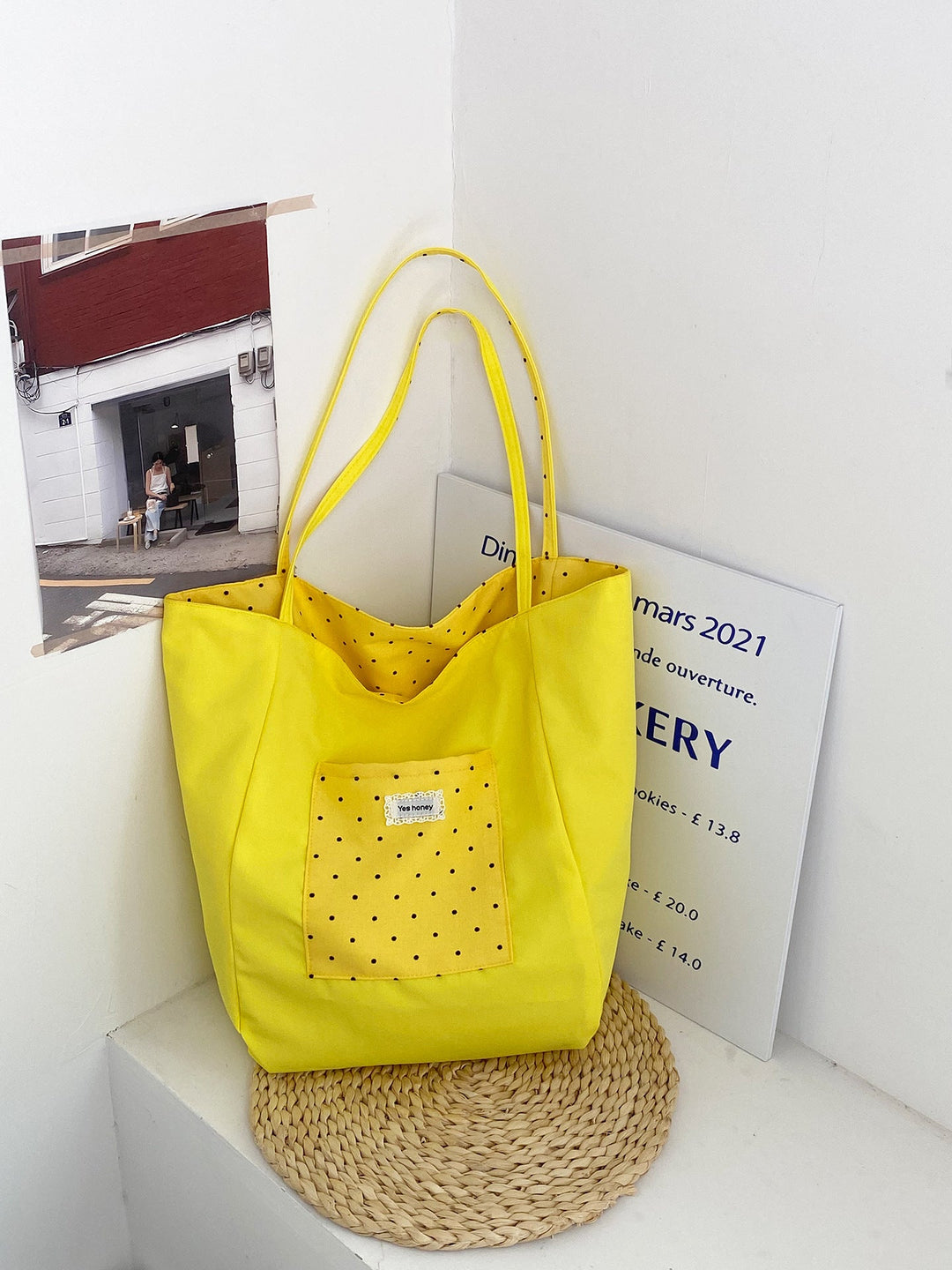 Reversible Polka Dot Everyday Tote Bag
