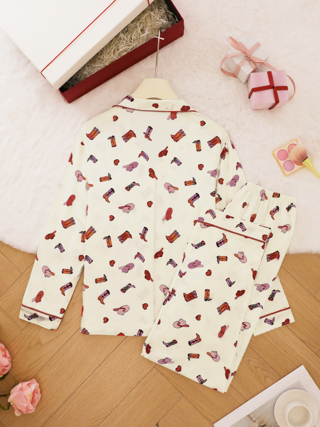 Western Cowgirl Print Long Sleeve Pajama Set