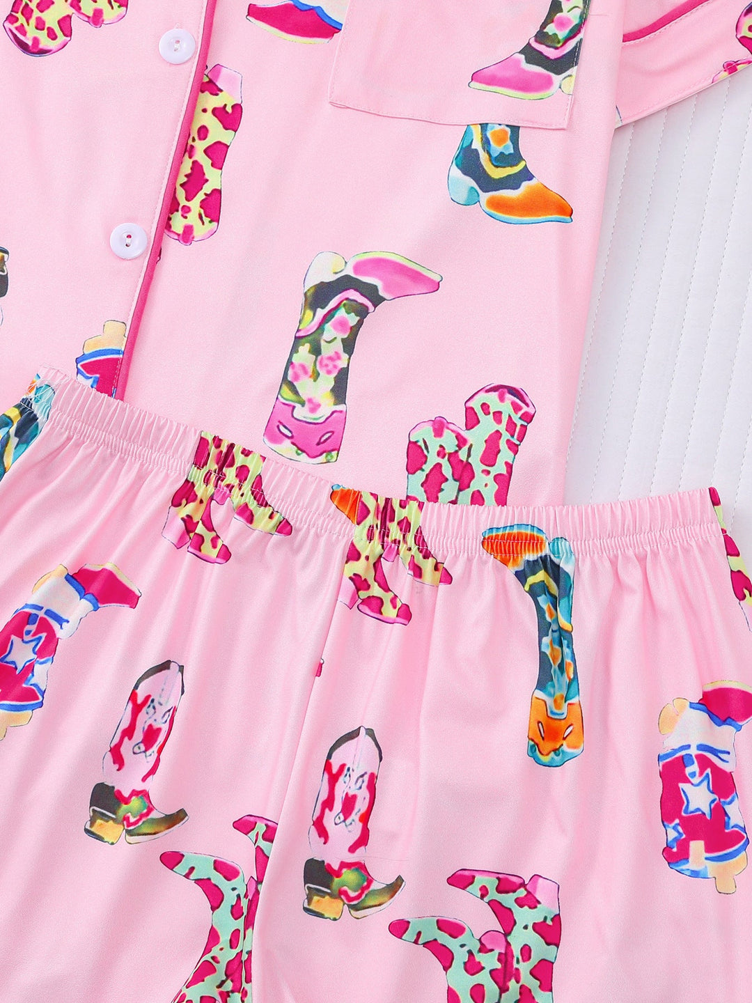 Patterned Cowgirl Boots Pajama Set