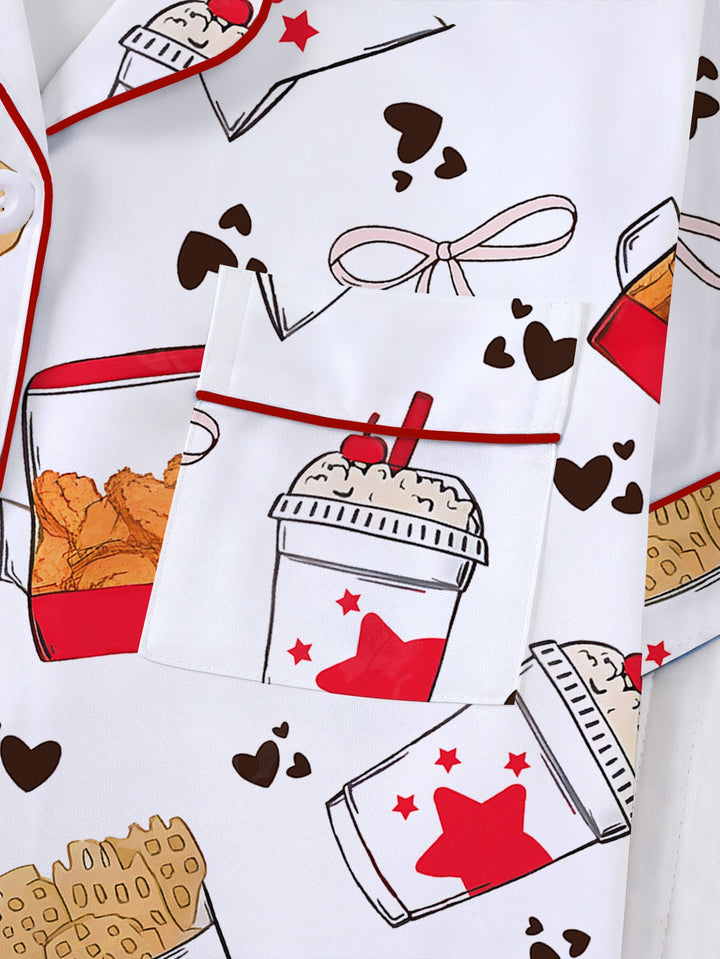 Fast Food Chicken Print Pajama Set