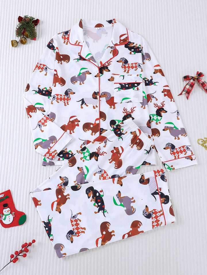 Merry Dachshund Long Sleeve Pajama Set