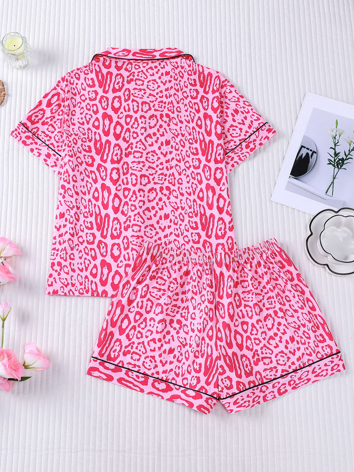 Pink Leopard Print Pajama Set