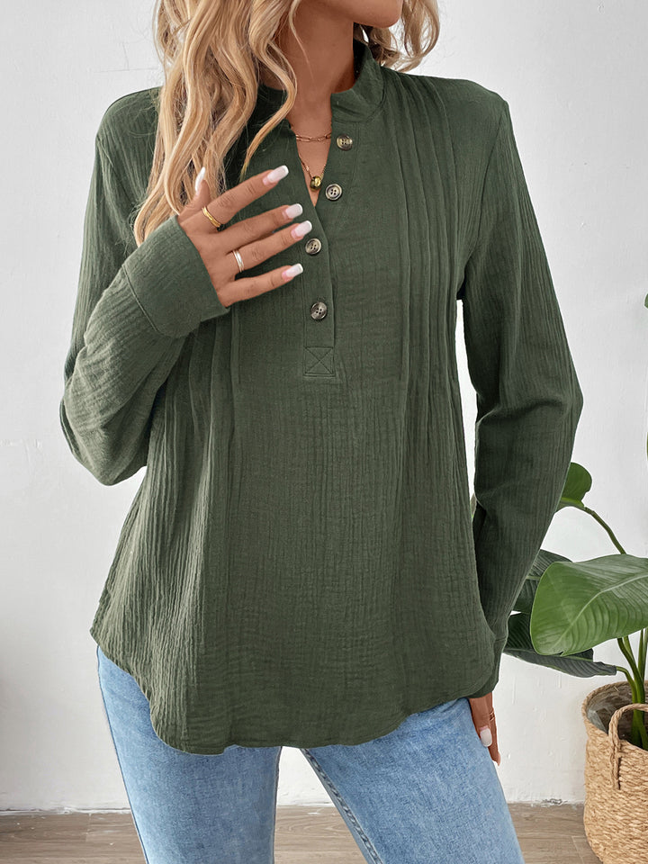 Cotton Gauze Button Front Blouse