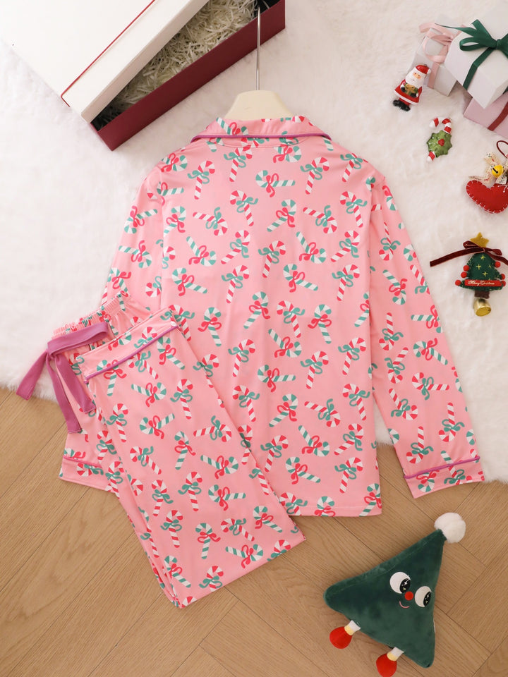 Candy Cane Holiday Long Sleeve Pajama Set