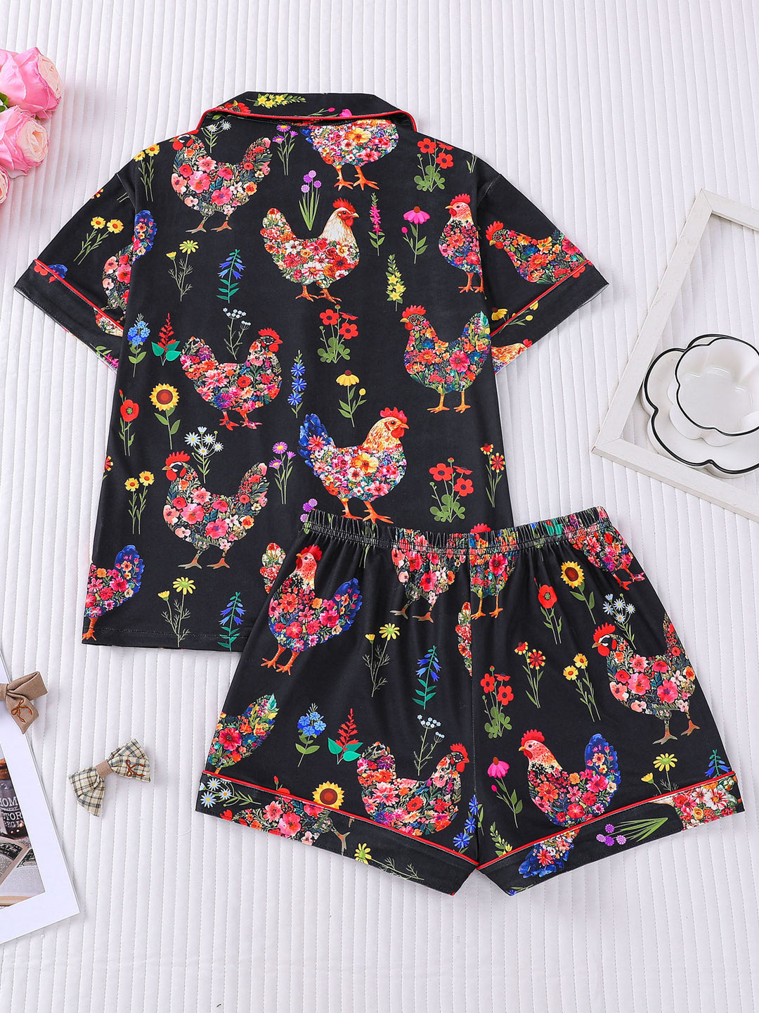 Garden Floral Chicken Pajama Set