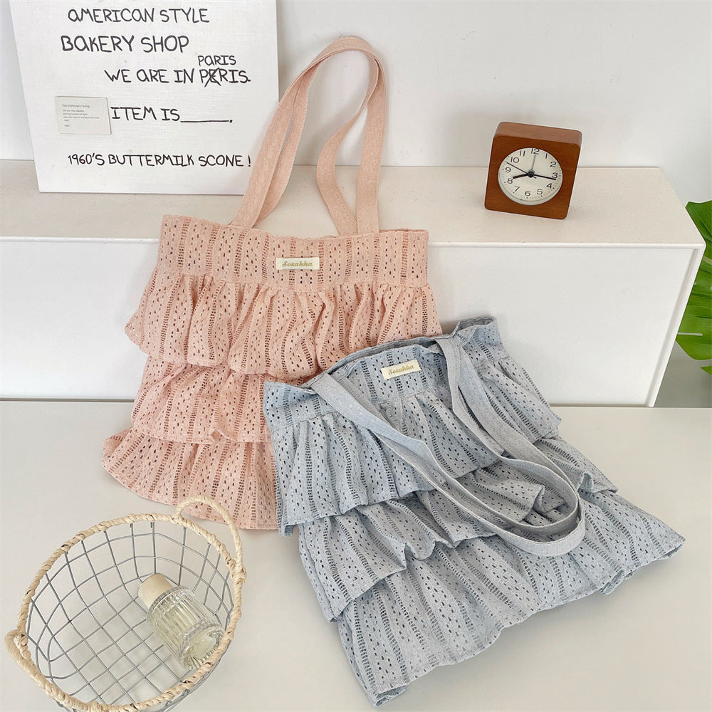 Ruffle Lace Tiered Tote Bag