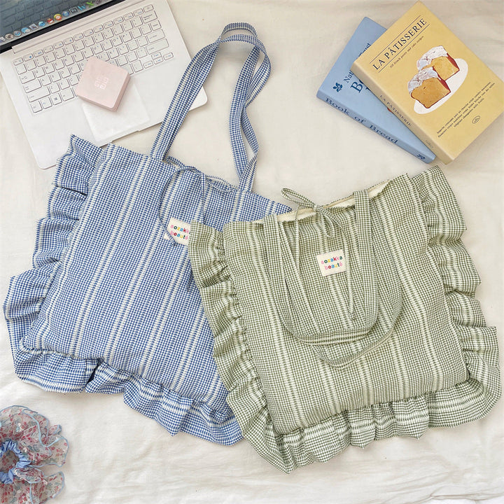 Patriotic Ruffle Gingham Tote Bag