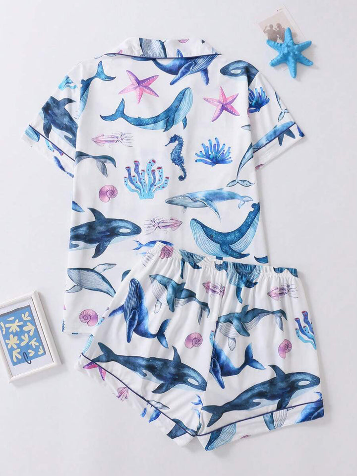 Whale Print Pajama Set
