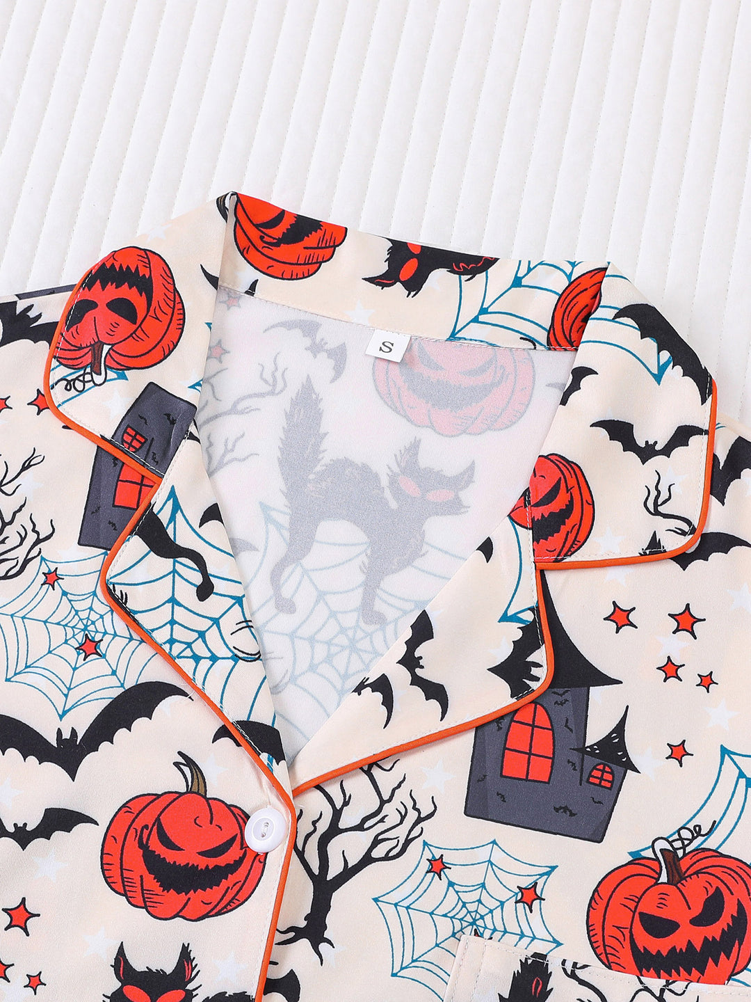 Spooky Cobweb Haunted House Print Pajama Set