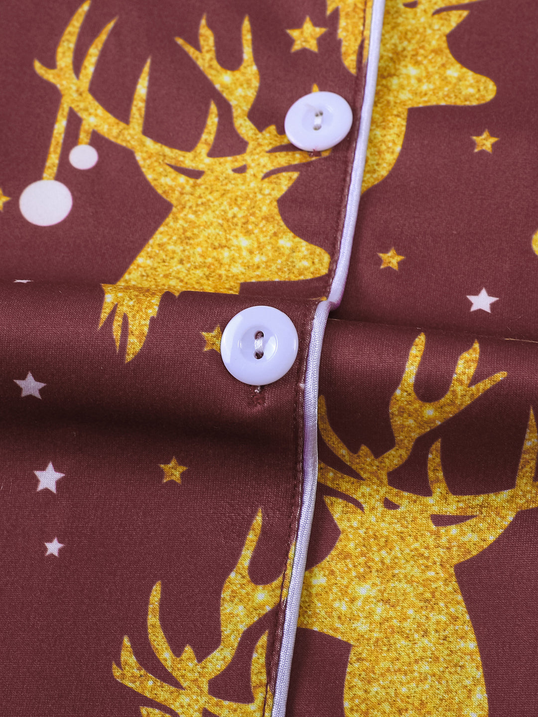 Golden Reindeer Long Sleeve Pajama Set