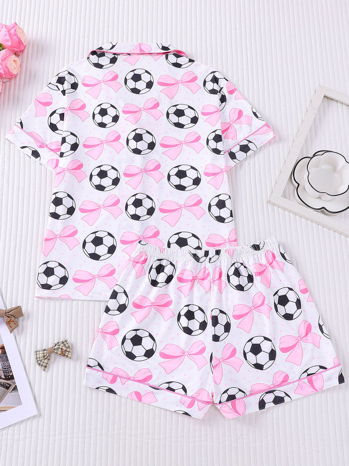 Pink Bow & Soccer Ball Pajama Set