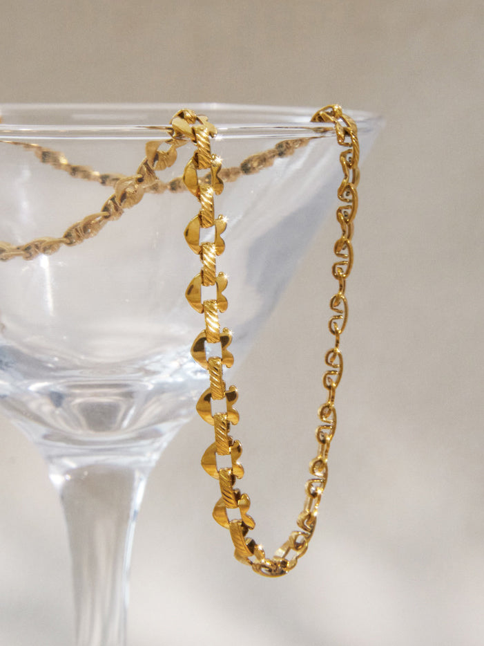 Gold Heart Link Chain Necklace
