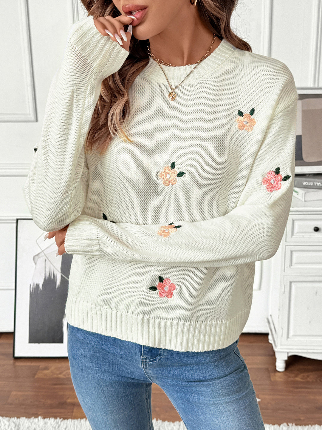 Flower Detail Sweater