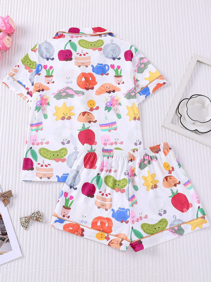 Whimsical Cute Food & Garden Pajama Set