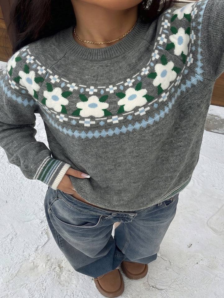 Floral Fair Isle Crewneck Sweater