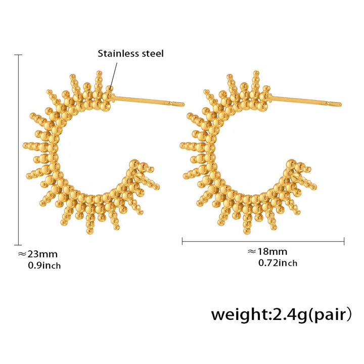 Sunburst Textured Open Hoop Earrings