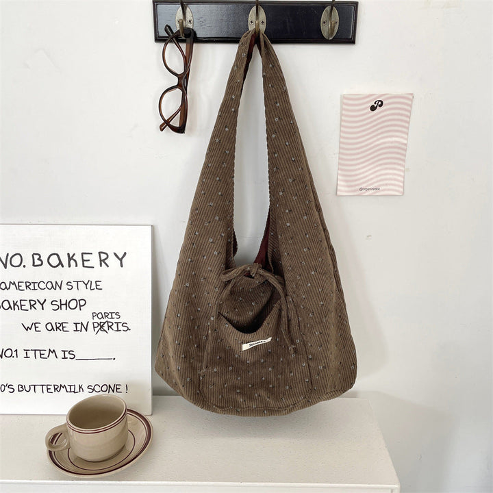 Dainty Floral Corduroy Slouchy Shoulder Bag