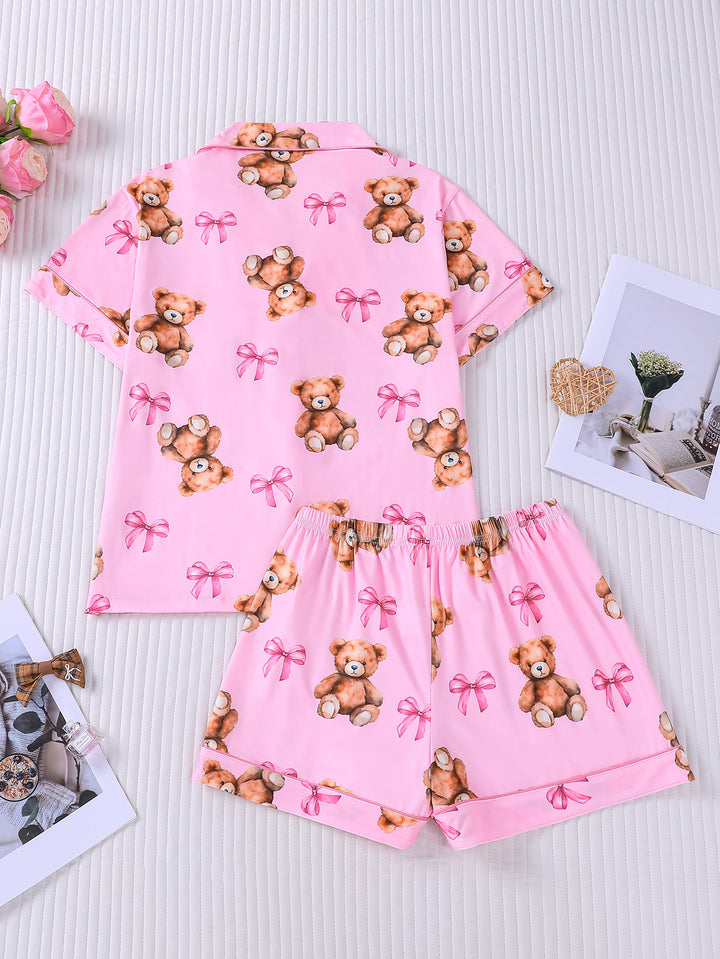 Teddy Bear & Pink Bow Pajama Set
