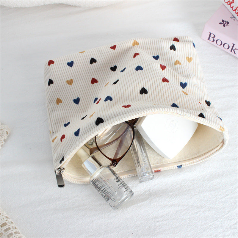 Heart & Daisy Corduroy Makeup Bag
