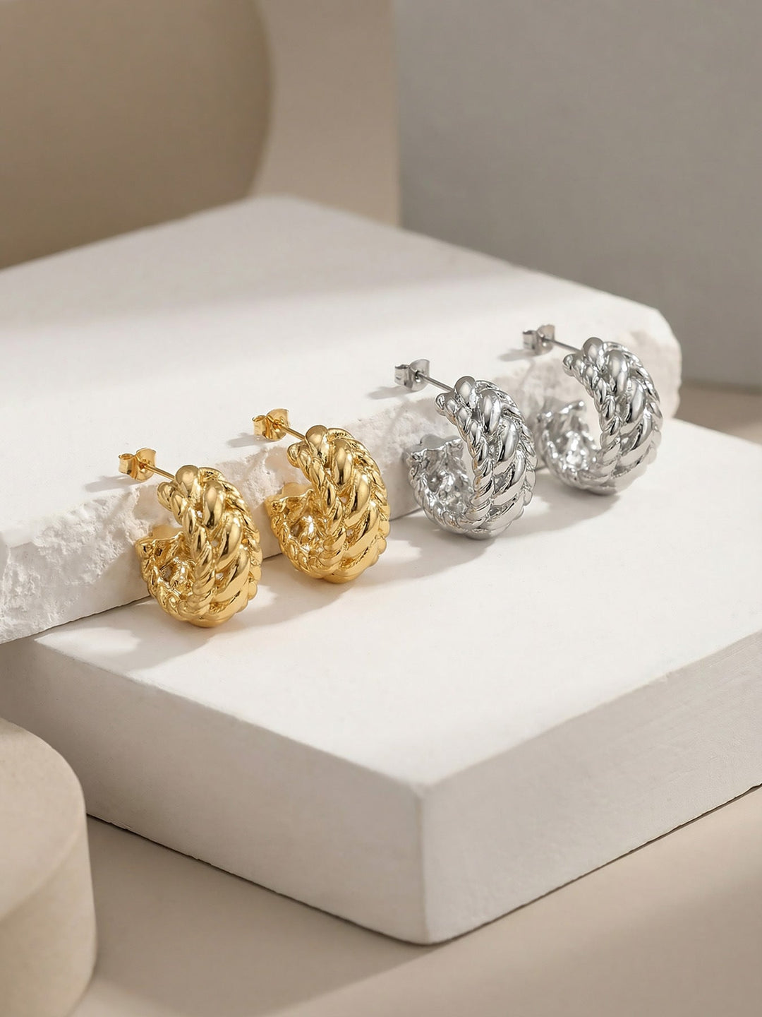 Chunky Rope Huggie Hoops