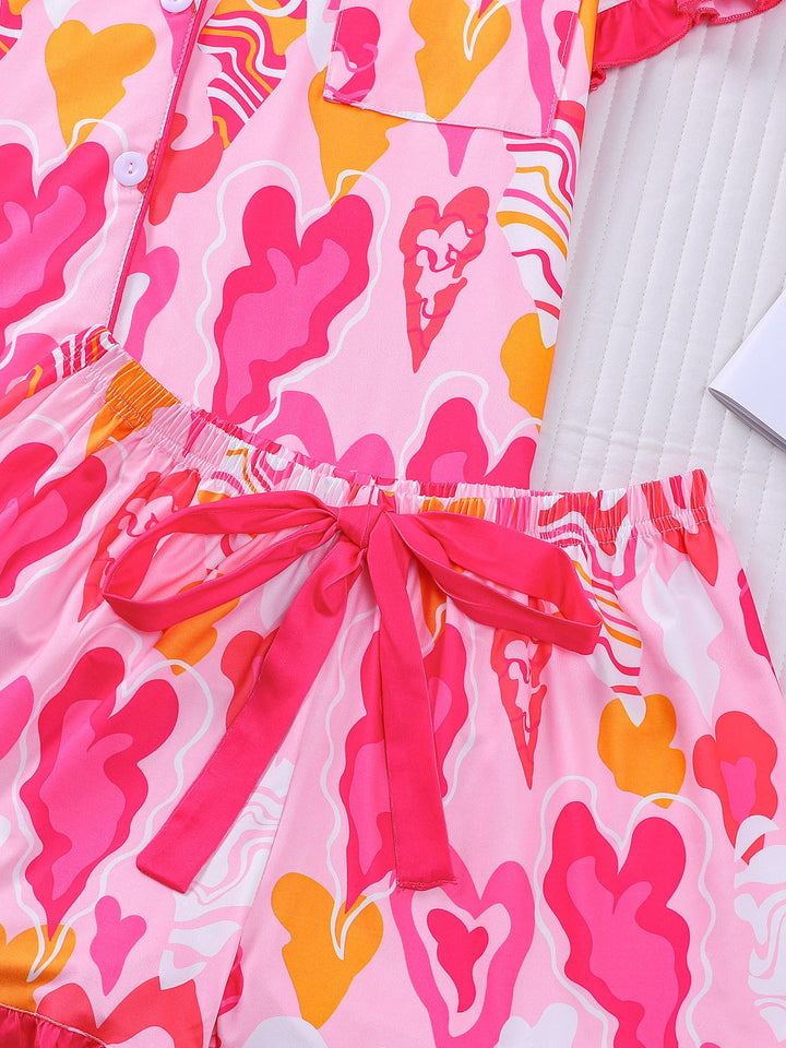 Groovy Heart Print Pajama Set