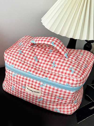 Checkers & Bows Travel Cosmetic Bag